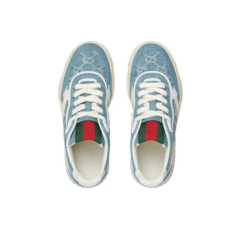 GUCCI Re Web Low Top Skateboard Shoes Women's Blue-3
