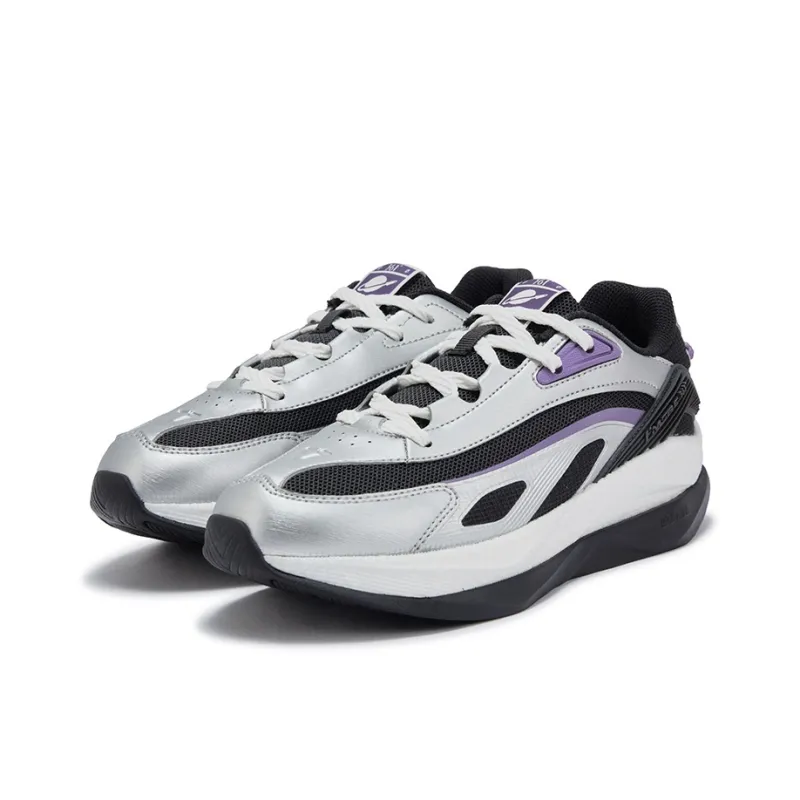 361° Anti Slip Wear Resistant Low Top Casual Shoes Women's Black Charcoal Gray+Silver White-2