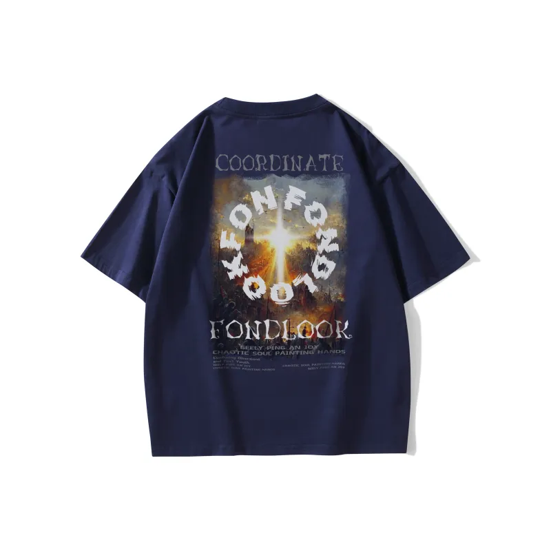 FONDLOOK T-Shirts Unisex Navy Blue-0