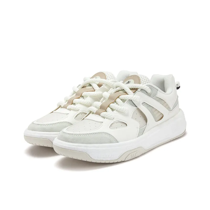 361° Anti Slip Wear Resistant Low Top Skateboard Shoes Men's White Green-2