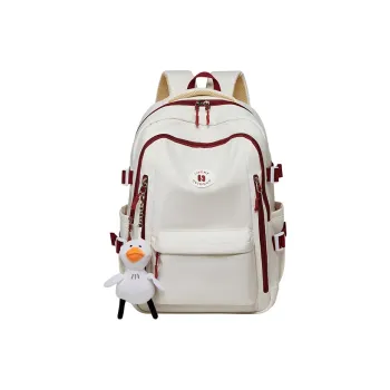 Narandu Fabric With Synthetic Leather Backpack Tubas Women's Ecru & Red