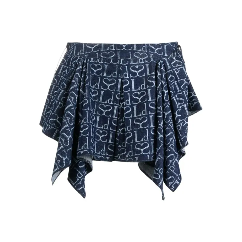 Ludovic De Saint Sernin Monogram pattern Asymmetric Miniskirt-0