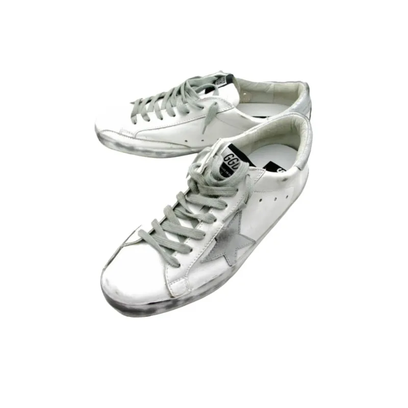 Golden Goose Super Star Low Top Skateboard Shoes Men's White Silver-3