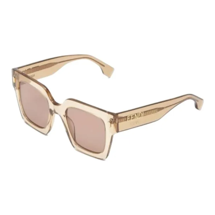 FENDI Acetate Square Sunglasses Women's Brown-0