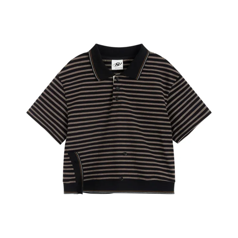 RUNTOTHEFUTURE T Shirts Women's Black Brown Stripes-0
