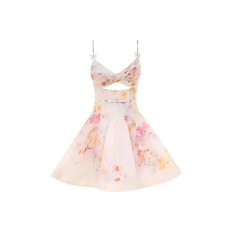 GUOZHEN Slip Dresses Women's Pink Floral-0