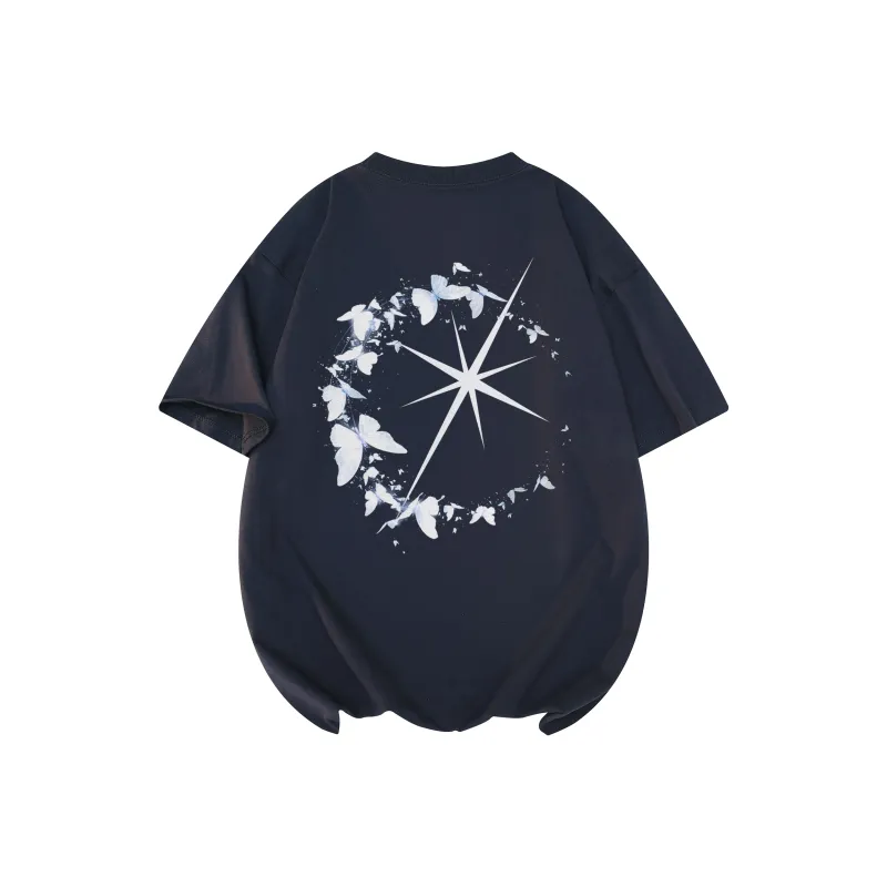 FONDLOOK T-Shirts Unisex Navy Blue-0
