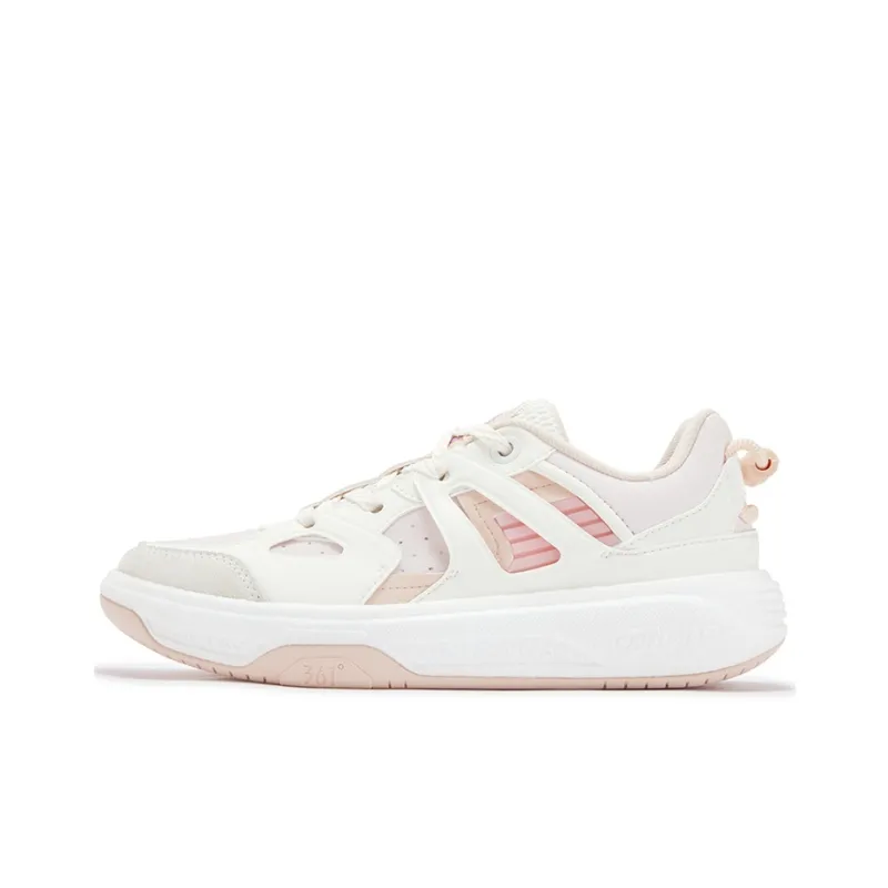361° Rowing Boat Anti Slip Wear Resistant Low Top Skateboard Shoes Women's White Pink-0