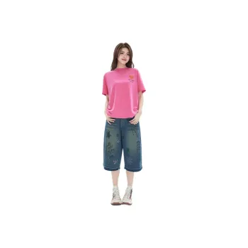 LALABOBO Denim Shorts Women's Medium Blue White