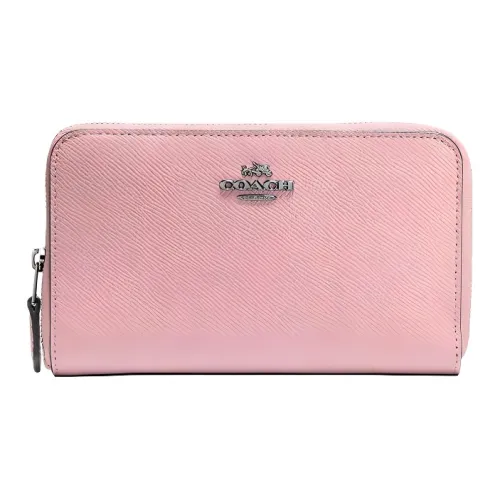COACH Zip Around Leather Wallet Women's Pink