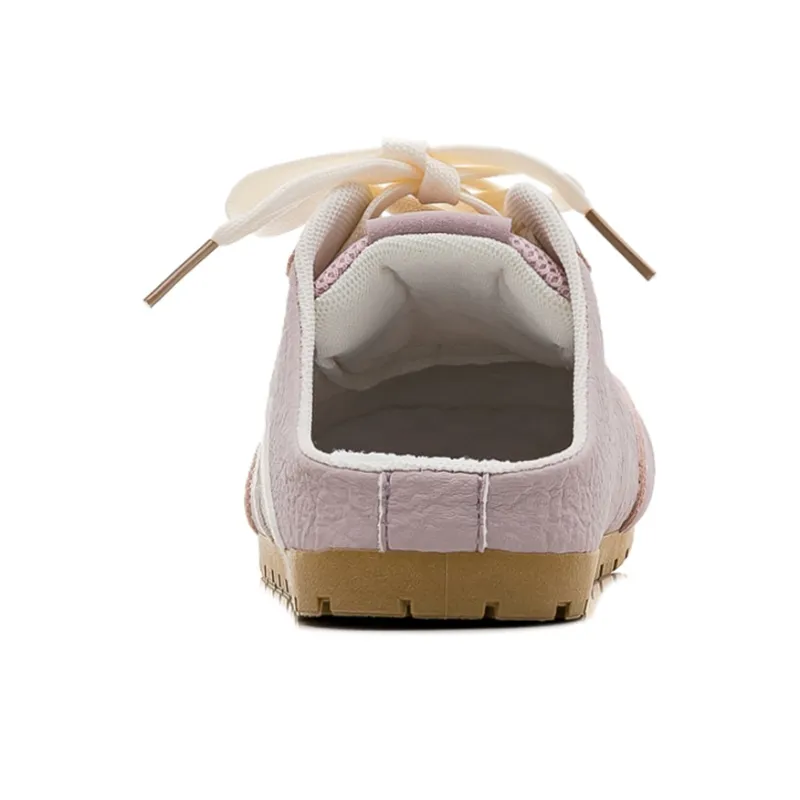 HUANQIU Leather Patchwork Odor Resistant Slip Resistant Closed Toe Slippers Women's Purple-3
