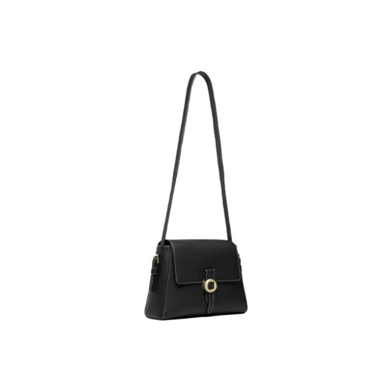 ZESH Litchi Grain Calfskin Crossbody Bag, Shoulder Bag Medium Size Women's Black-1
