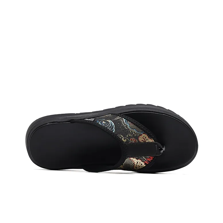 HUNU Slip Resistant Flip Flops Men's Black-4