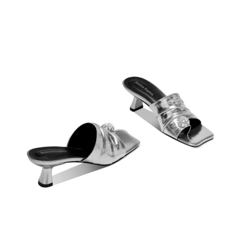 JESSICA SOPHIA Rubber Sole Rhinestone Slip Resistant Abrasion Resistant Slide Slippers Women's-4