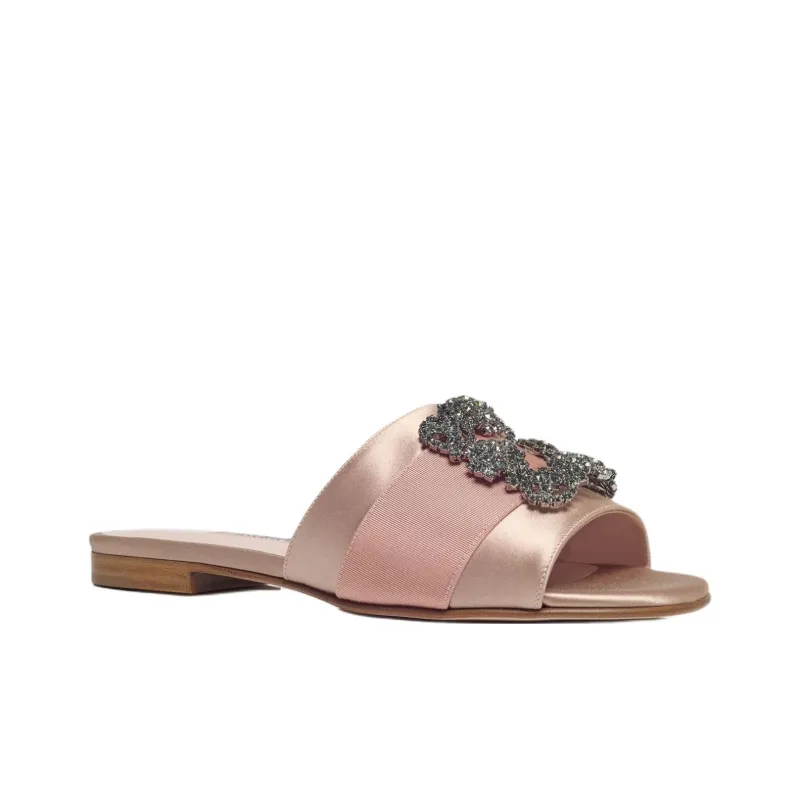 MANOLO BLAHNIK Slide Slippers Women's Nude Pink-2