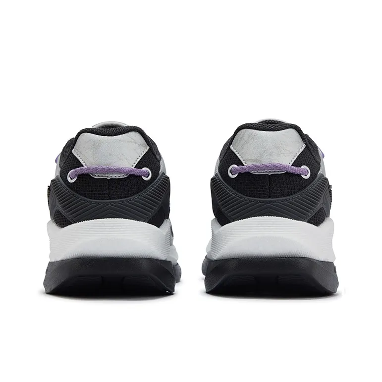 361° Anti Slip Wear Resistant Low Top Casual Shoes Women's Black Charcoal Gray+Silver White-3