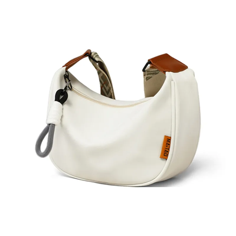 COMELY Fabric Shoulder Bag Women's White & Brown-3