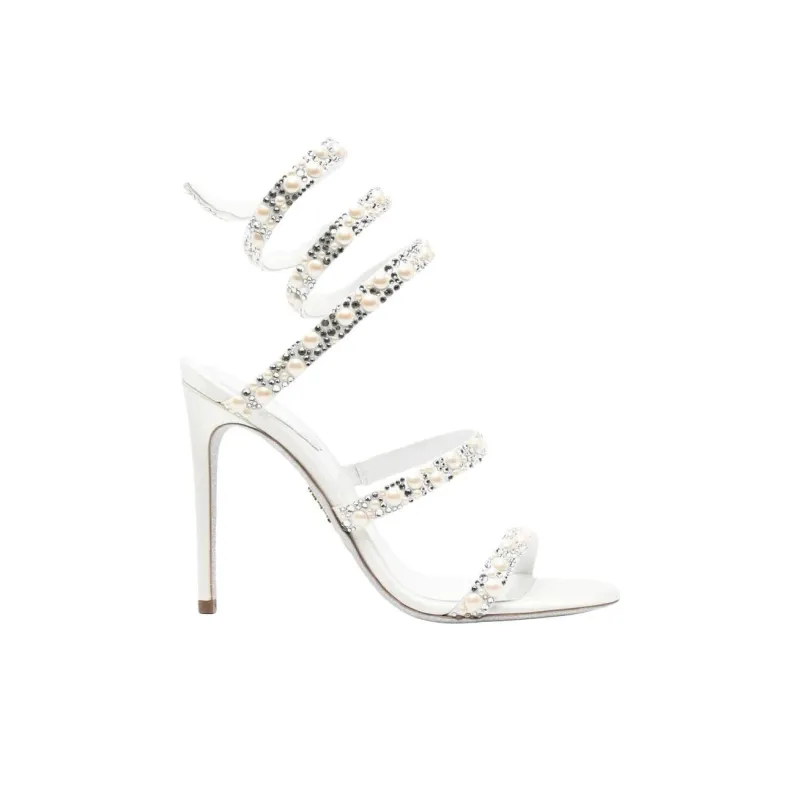 RENE CAOVILLA One Strap Sandals 10cm Women's White-1
