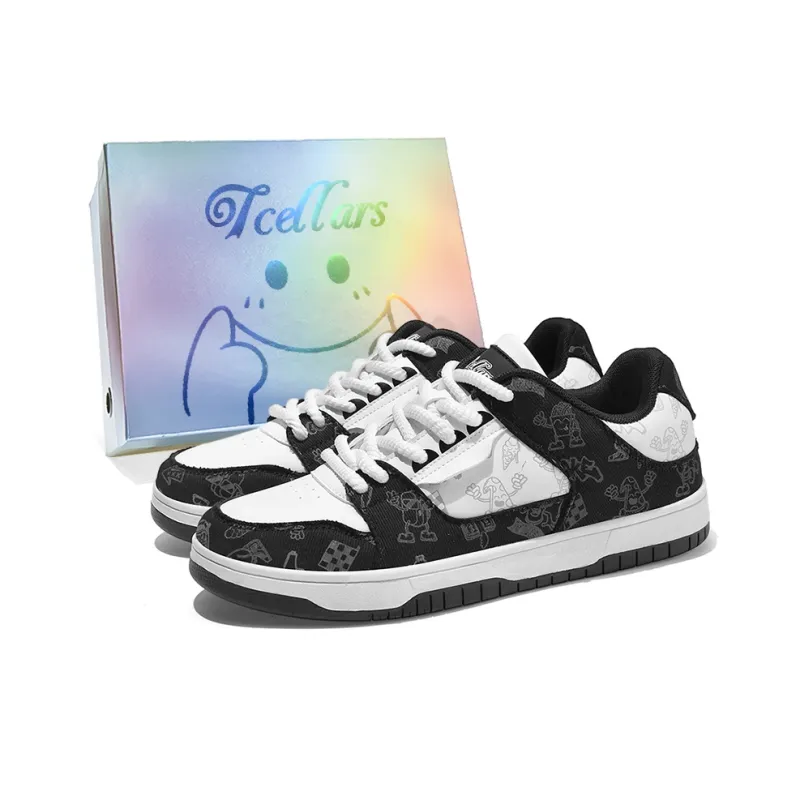 TCELLARS Cushioning, Abrasion Resistant, Height Increasing Low Top Skateboard Shoes Unisex Panda White-0