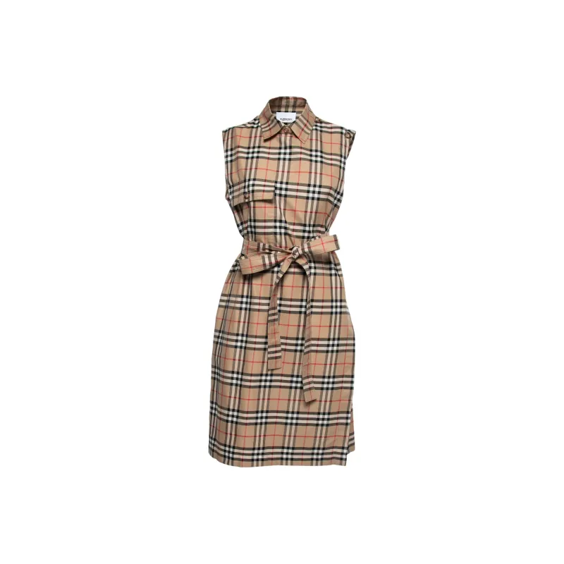 Burberry Sleeveless Dress Women's Beige-0
