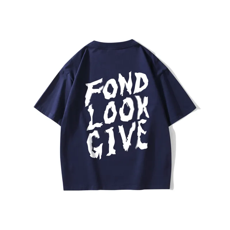 FONDLOOK T-Shirts Unisex Navy Blue-1