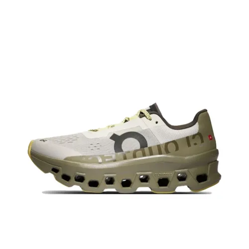 On Cloudmonster Anti Slip Wear Resistant Low Top Running Shoes Women's Olive Green