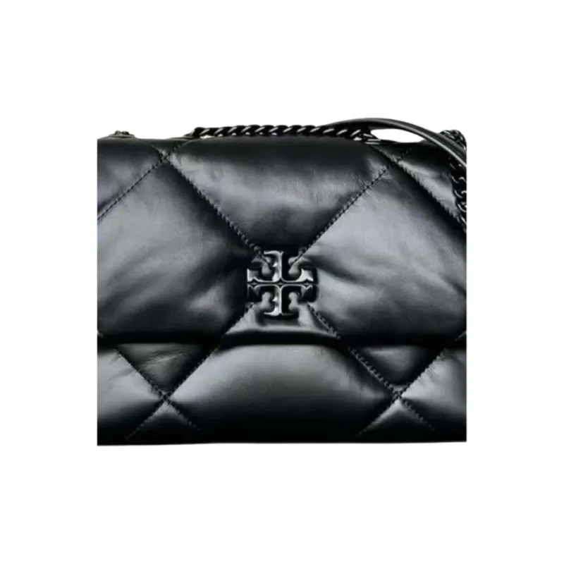 TORY BURCH Leather Crossbody Bag, Shoulder Bag Unisex Black-3