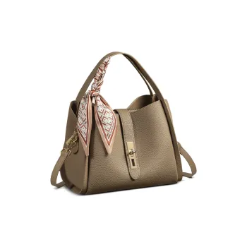 VINEY Cow Leather Handbag, One Shoulder Crossbody Tote Regular Women's Elephant Gray