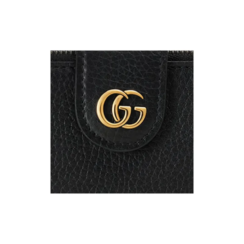 GUCCI Leather Wallet Medium Size Women's Black-5