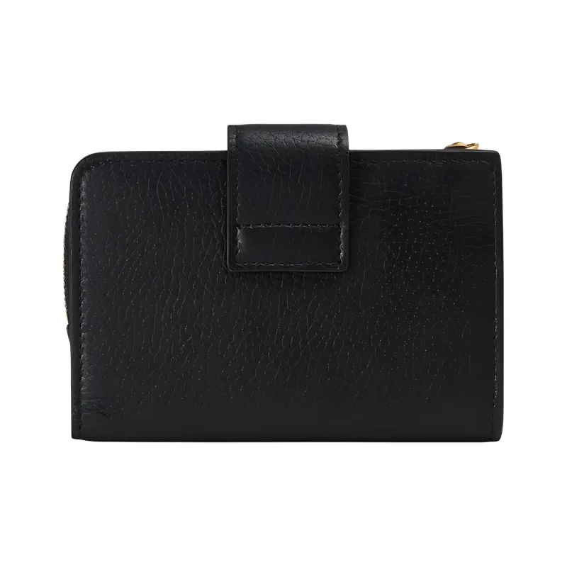 GUCCI Leather Wallet Medium Size Women's Black-2