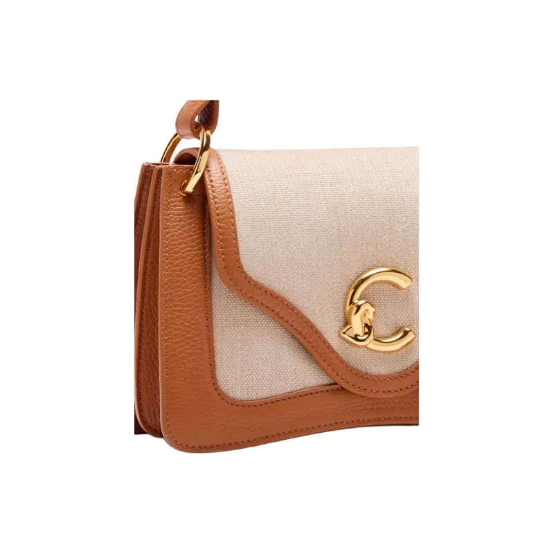 COCCINELLE C me Canvas Bag, Shoulder Bag, Crossbody Bag, Handbag Trumpets Women's Light Brown & Natural-3