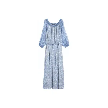 WEEKEND MaxMara Enza Collection Patterned Georgette Dress Long Sleeved Dress Women's Cornflower Blue