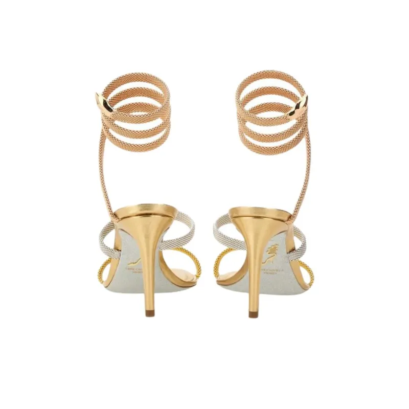 RENE CAOVILLA Trigold Cleo One Strap Sandals Women's Gold-4