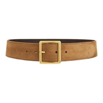 NILI LOTAN Genuine Leather Belt Unisex Brown 4.4CM