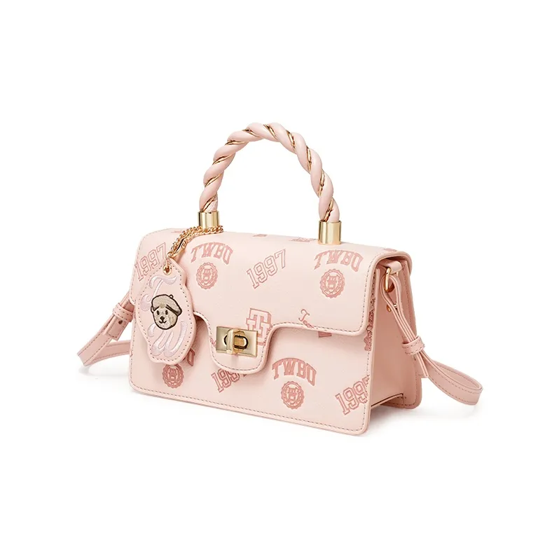 Teenie Weenie PU Crossbody, One Shoulder, Small Square Handbag Women's Pink White/Cherry Blossom Pink-7