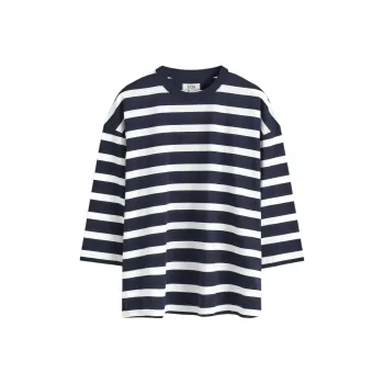 COS T Shirts Men Navy Blue/White/Stripes