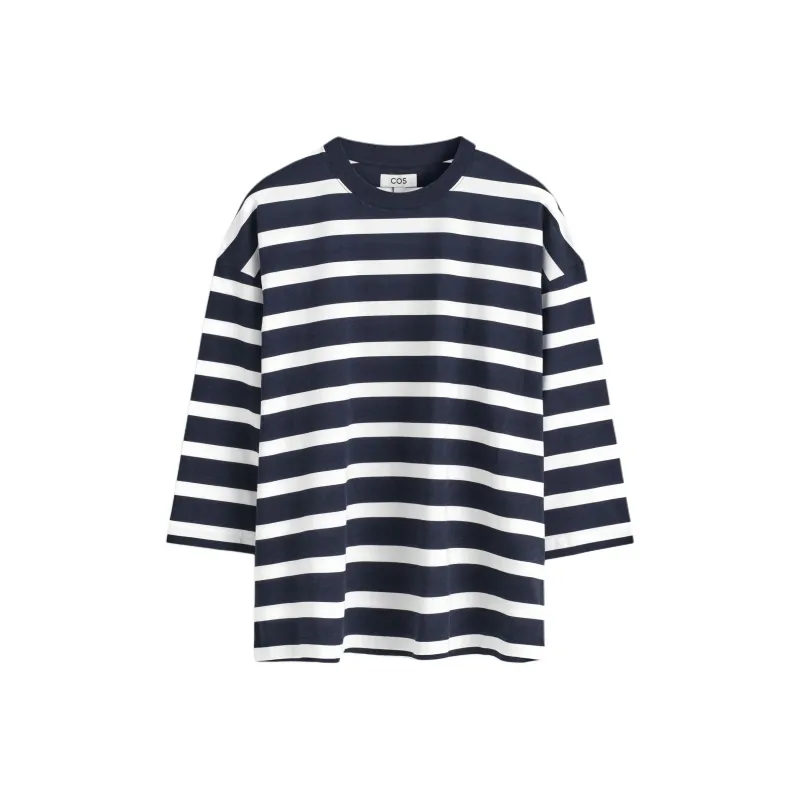 COS T Shirts Men Navy Blue/White/Stripes-0