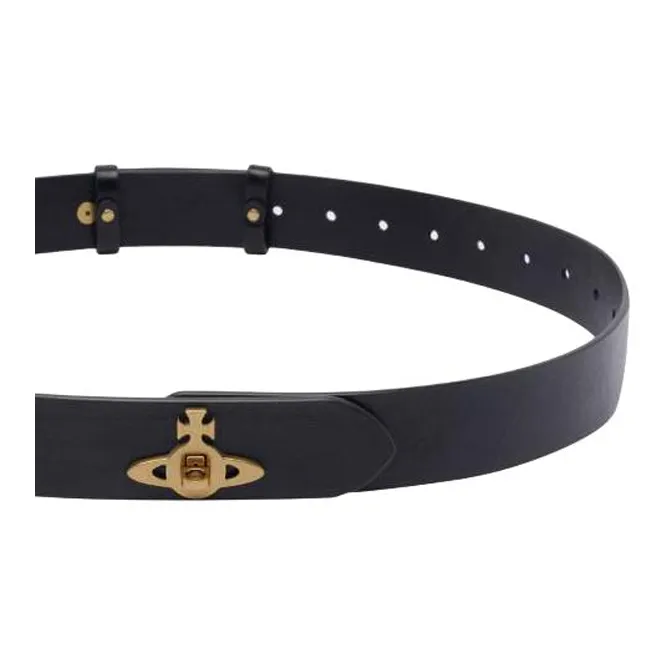 Vivienne Westwood Calfskin Leather Belts Women's Black 3.5CM-2