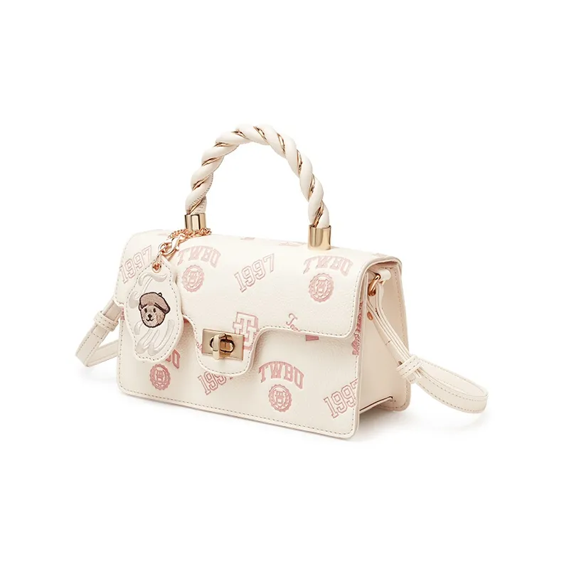 Teenie Weenie PU Crossbody, One Shoulder, Small Square Handbag Women's Pink White/Cherry Blossom Pink-1