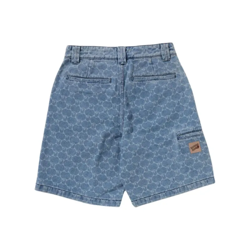 Bape College Monogram Relaxed Fit 13oz Denim Shorts-3