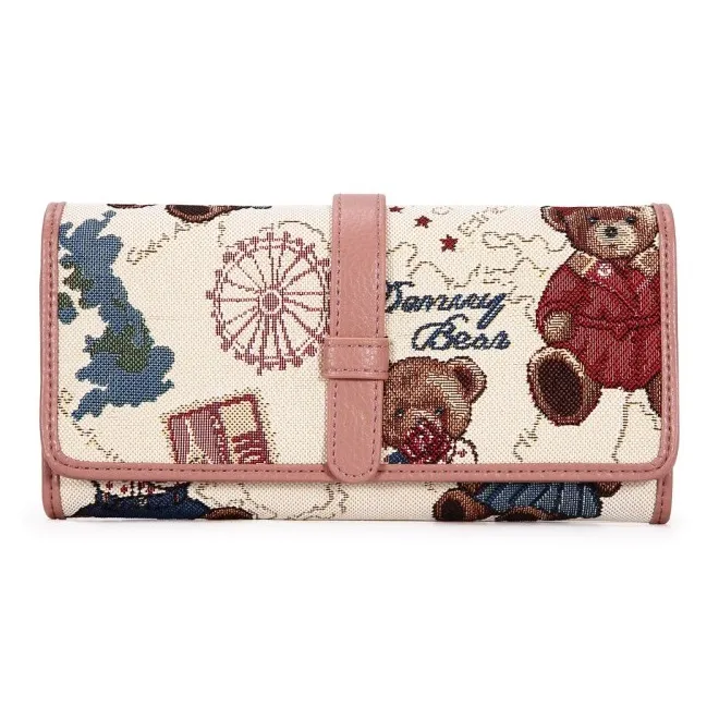 DANNYBEARJEANS Fabric Wallet Unisex Vintage Bear Blue/Gentleman Bear Red/Gentleman Bear Black/Rose Pink-14