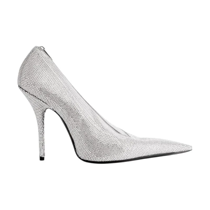 Balenciaga Knife Goatskin Clutch Regular Women's Silver-0