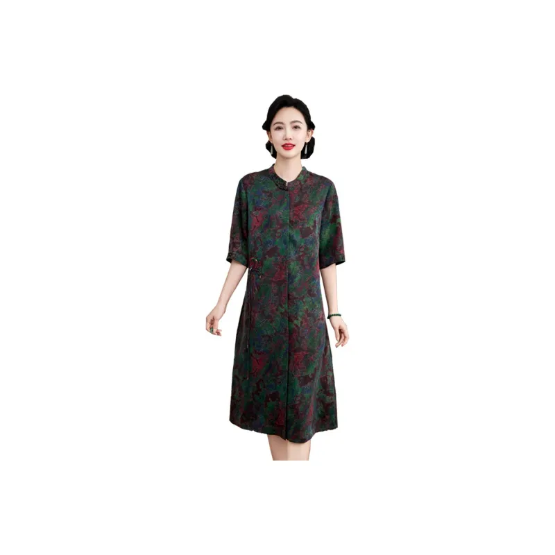 Yi Mengyuan Silk Short Sleeved Dress Women's-0