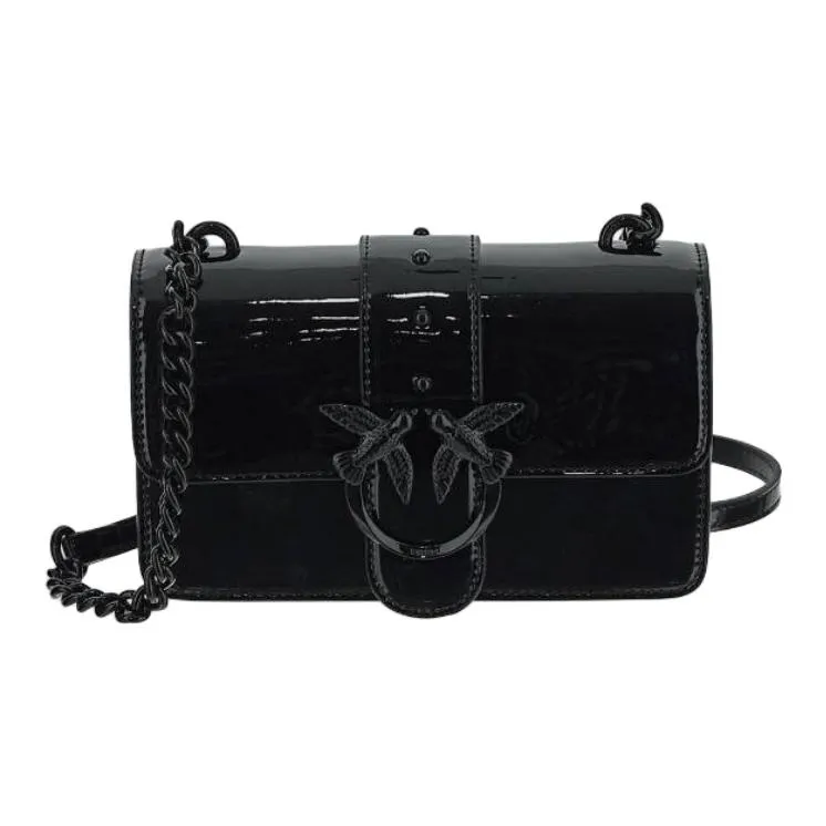 PINKO Leather Shoulder Bag, Crossbody Bag Mini Women's Black-0