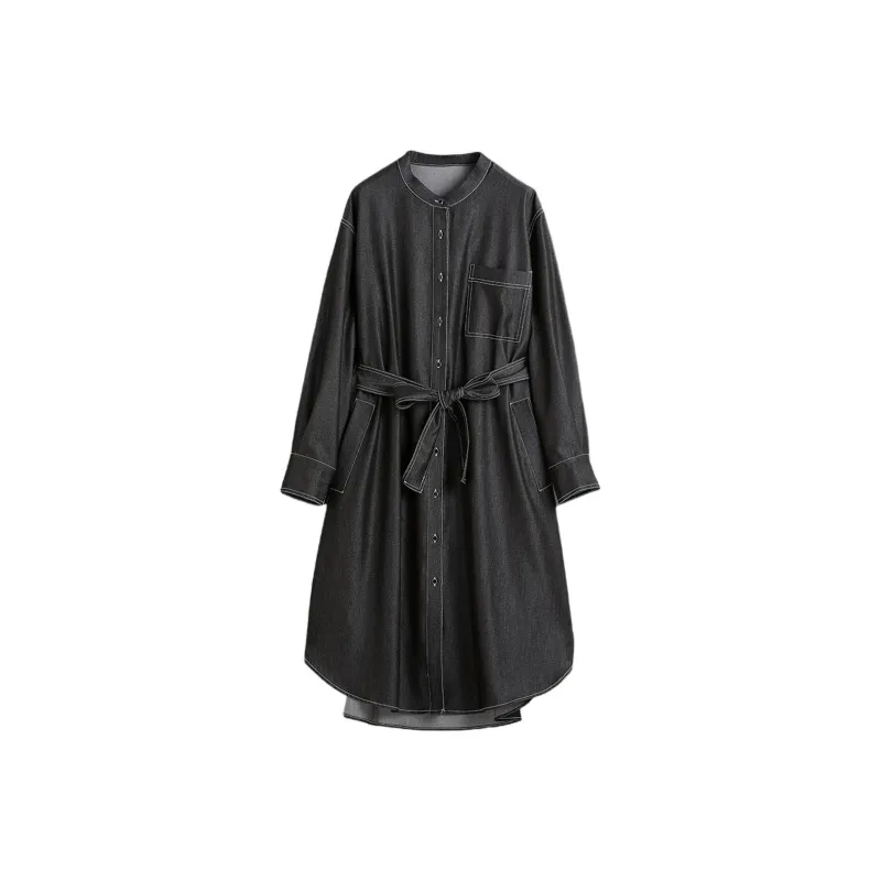 Hang Yi Court Long Sleeved Dresses Women's Black-0