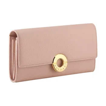 BVLGARI Calfskin Wallet Tubas Women's Pink