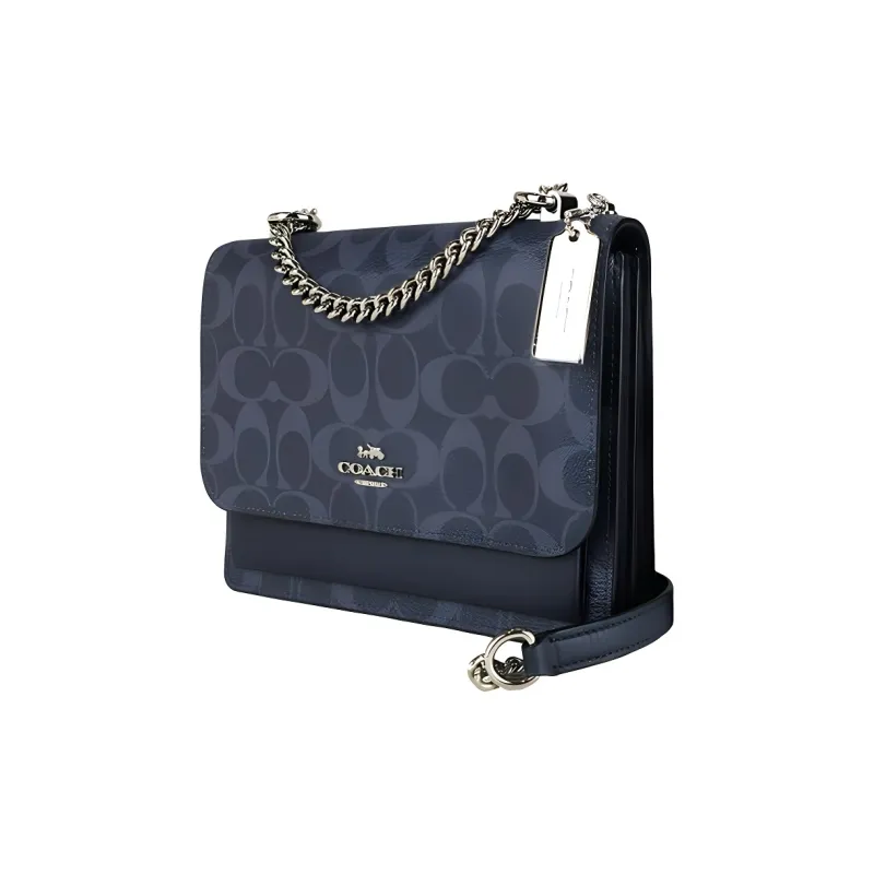 COACH Klare Leather PVC Trunk Bag Crossbody Chain Shoulder Bag Trumpets Women's Blue Monogram-1