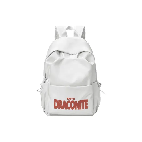 DRACONITE Polyester Embroidery Logo Backpack 15.16 Laptop Bag Unisex White