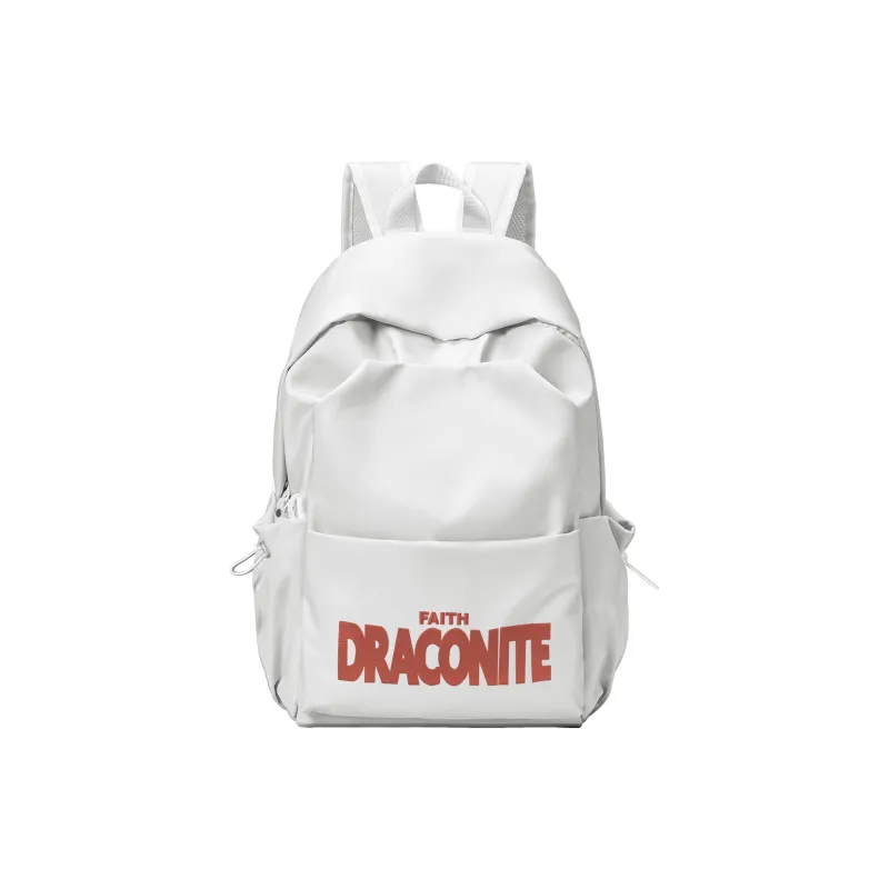 DRACONITE Polyester Embroidery Logo Backpack 15.16 Laptop Bag Unisex White-0