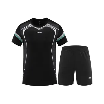 KPADB Minimalist Style Crew Neck Night Running Quick Dry Breathable Sports Shorts Fitness Set Black Unisex